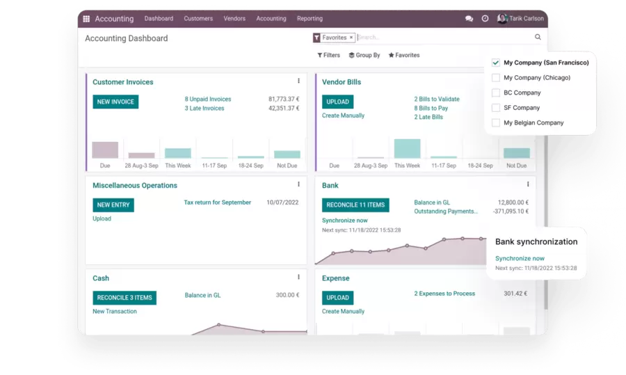 Odoo Accounting - 最快速高效的會計系統 隨時、隨地、隨手掌握帳目數據
