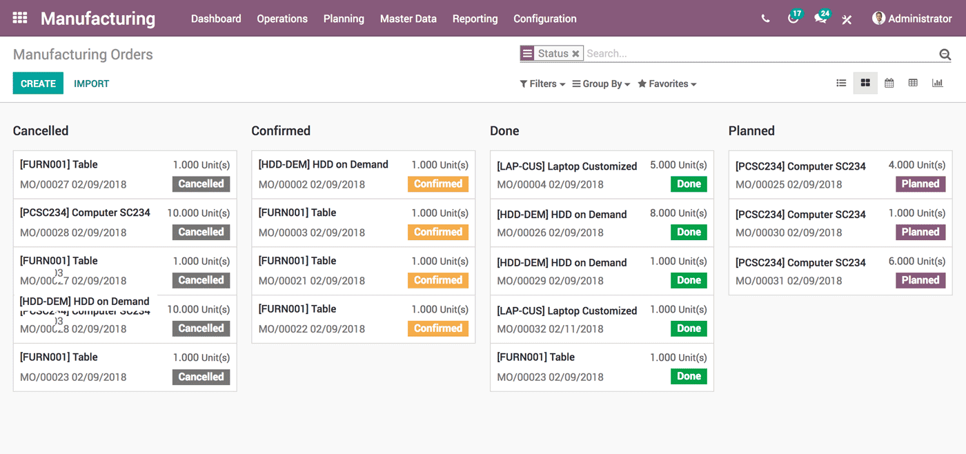 Odoo 生產製造管理 - 製造 + 維修 + 產品生命週期 + 品管