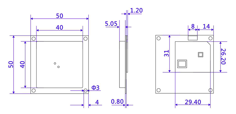 ER300 嵌入式 UHF RFID Reader 尺寸